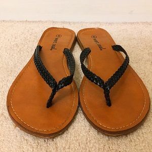 Black Braided Flip Flops