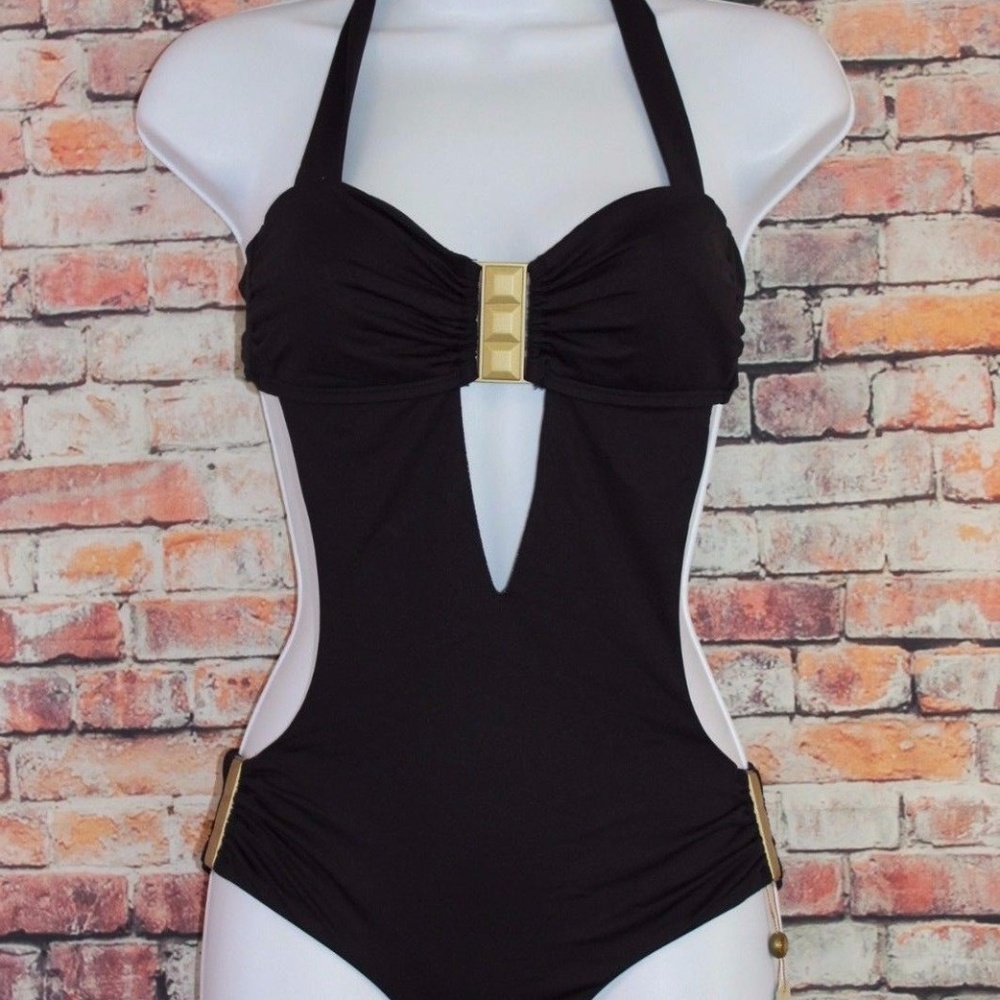 Vitamin A Swimwear Black One Piece Back-out Sz 4 P