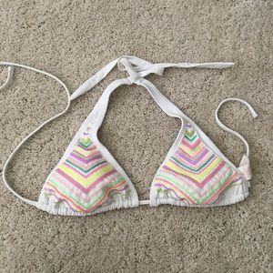 White and color sequin bikini top