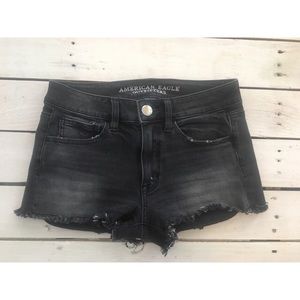 Black American Eagle Cutoff Shorts