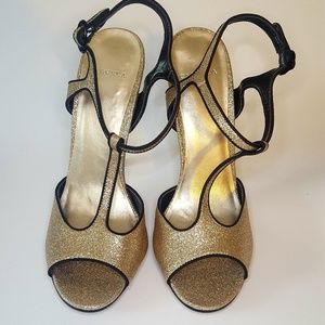 ASOS gold TStrap shoes
