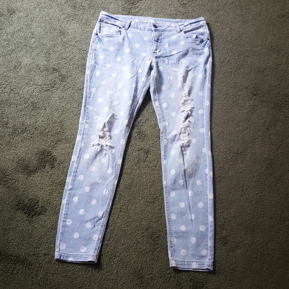 Ripped Poka Dot Skinny Jeans