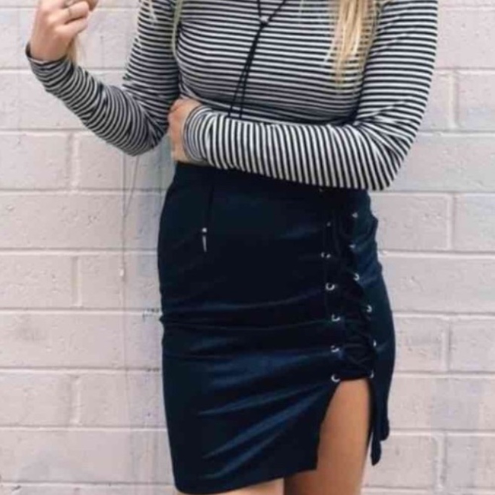 LF Suede Lace Up Skirt