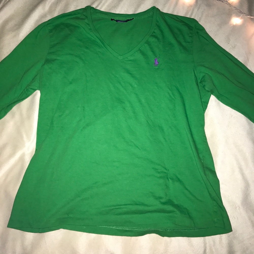 Green 3 quarter sleeve polo