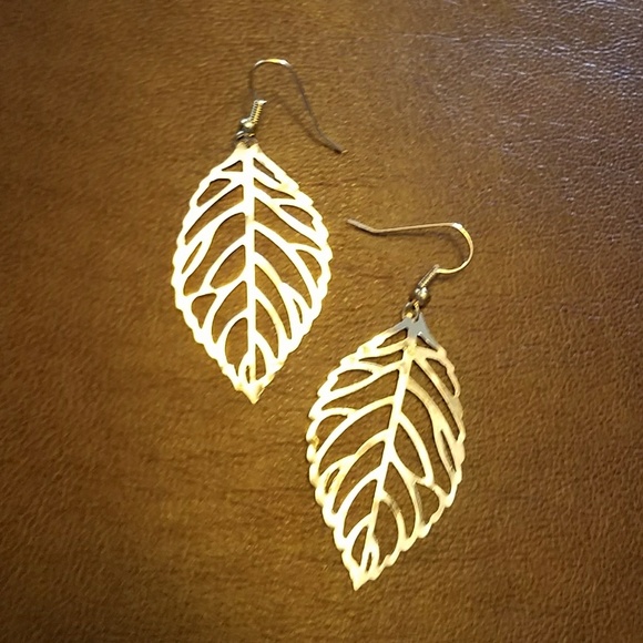 Golden Leaf Earrings - Picture 2 of 4