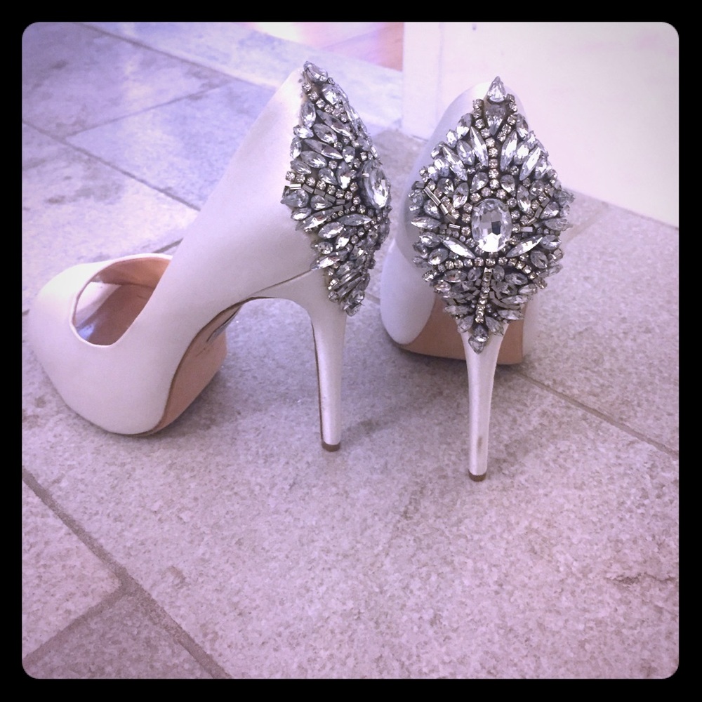 White GLAM heels by Badgley Mischka