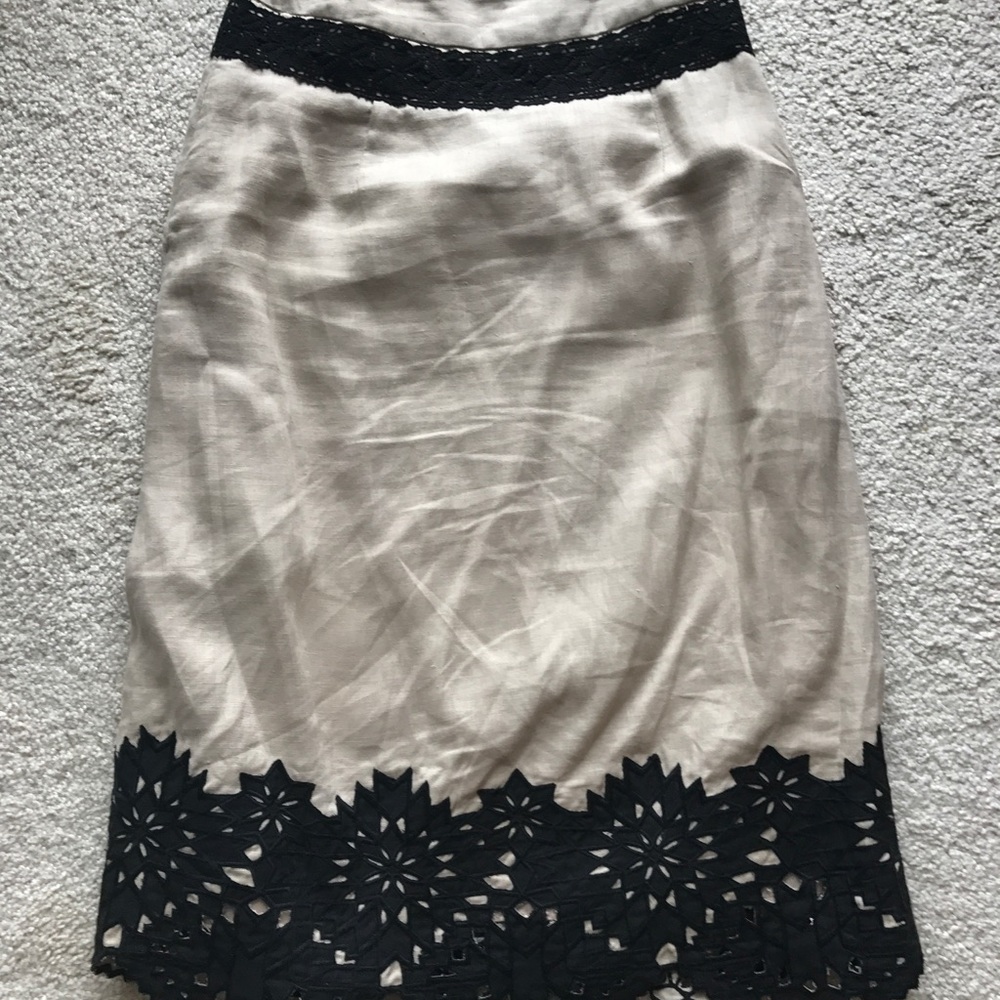 Linen skirt with cut-work detailing