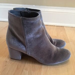 Light Blue Velvet Booties