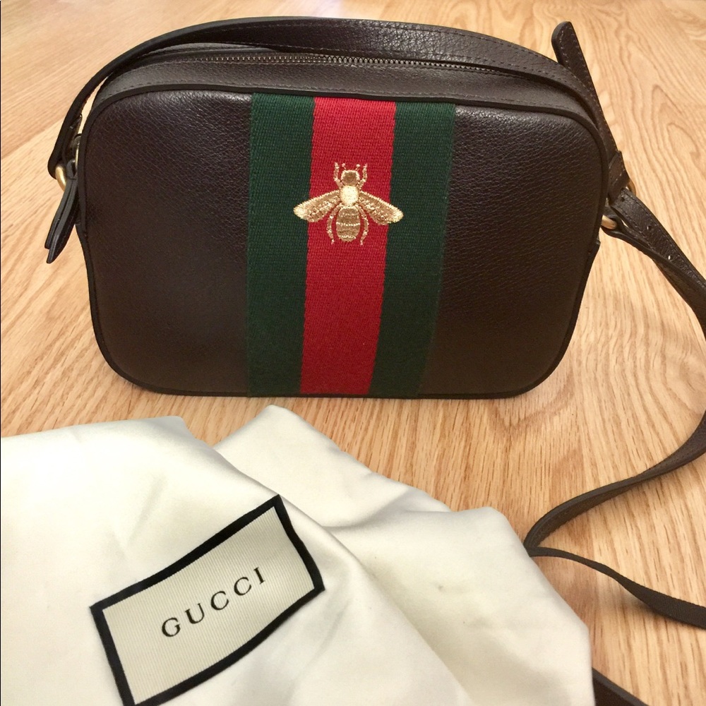 Authentic Gucci Webby Bee Crossbody Bag