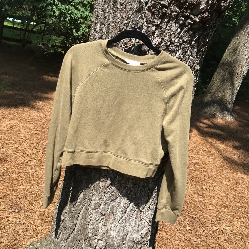 Camo Green Forever 21 Long Sleeve Crop Top