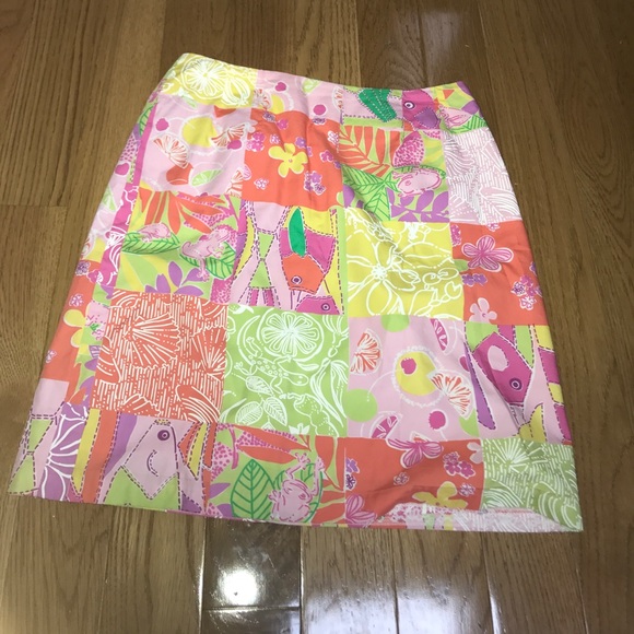 Lily pulitzer Sz6 patchwork pinkgreen yellow frogs - Picture 1 of 6