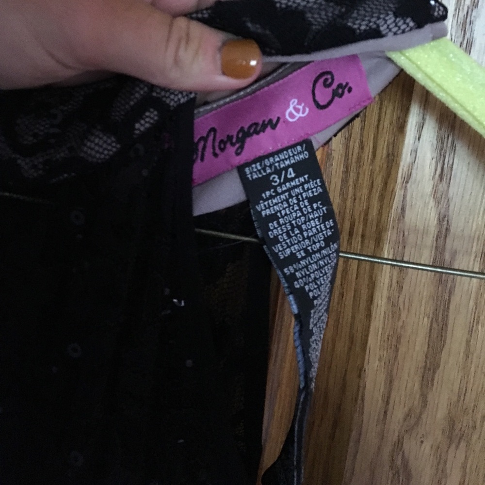 Black high neck with lace and nude underlay dress - Picture 5 of 6