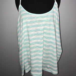 Old Navy Tank Top Large White and Sea Foam Green