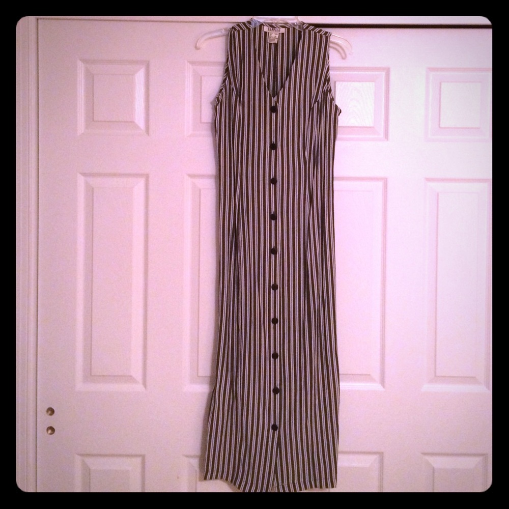 Striped button down maxi dress