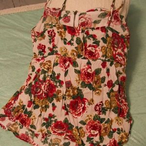 Front Zip Floral Tank Top