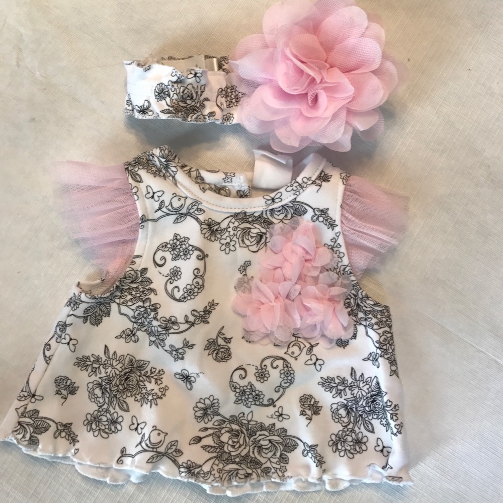 Newborn baby girl top and matching headband 😍