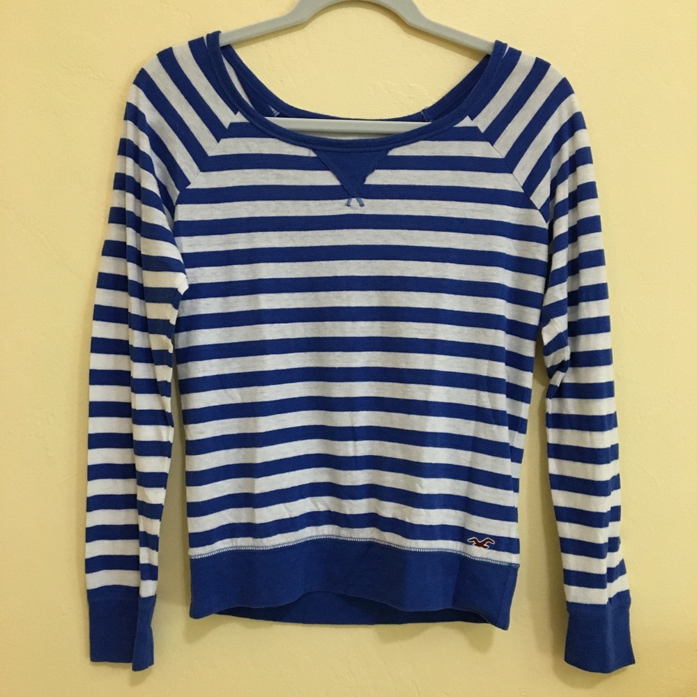Hollister blue x white striped tee