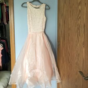 Pink lace prom dress