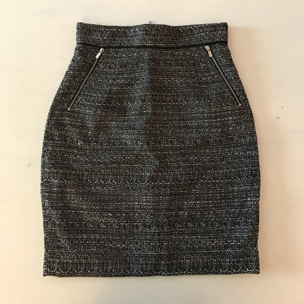 High Waisted Black and White Pencil Skirt