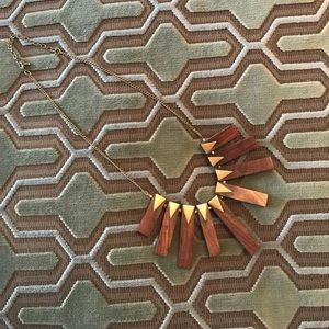 Wood Block Necklace Wood Geometric Gold Modcloth