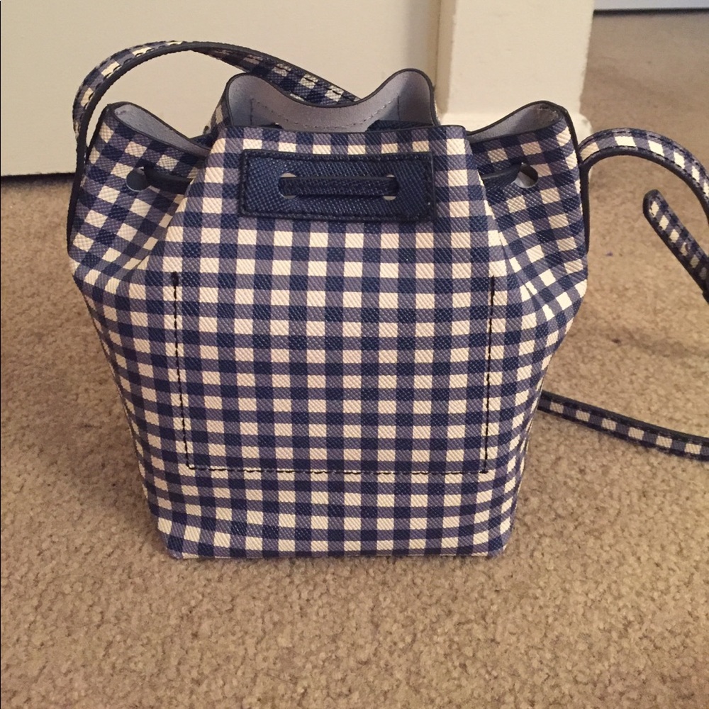 J.Crew navy gingham bucket bag - Picture 3 of 4