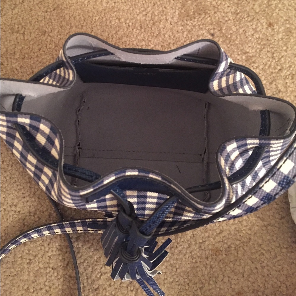 J.Crew navy gingham bucket bag - Picture 4 of 4