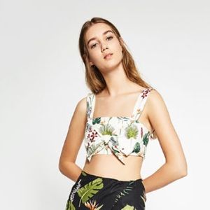 Zara Tropical Print Crop Top Tank