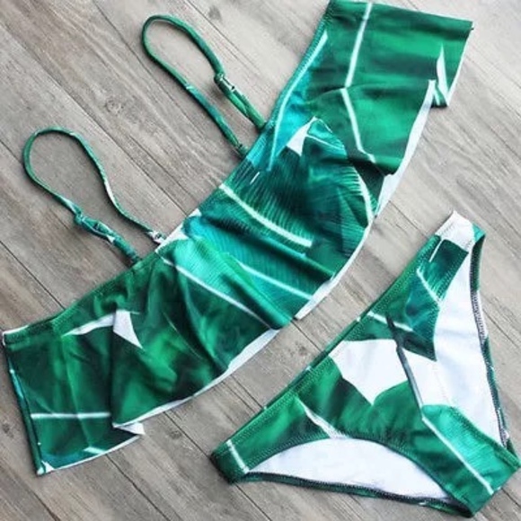 Just Listed. Two Piece Palm tree print swim set - Picture 2 of 4