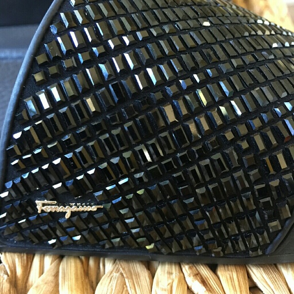 ❤️SOLD!❤️New Ferragamo Jet Black Slides womens 9M - Picture 3 of 8