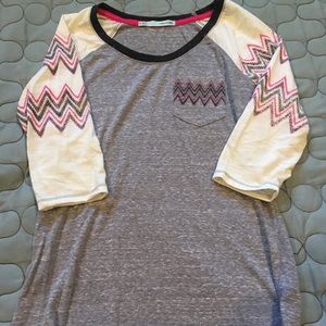Cute baseball style 3/4 sleeve top