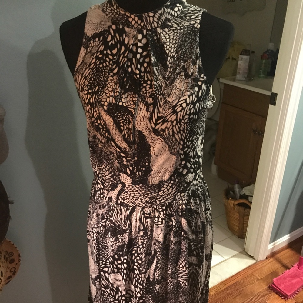 Madison Black and white pattern cotton knit dress