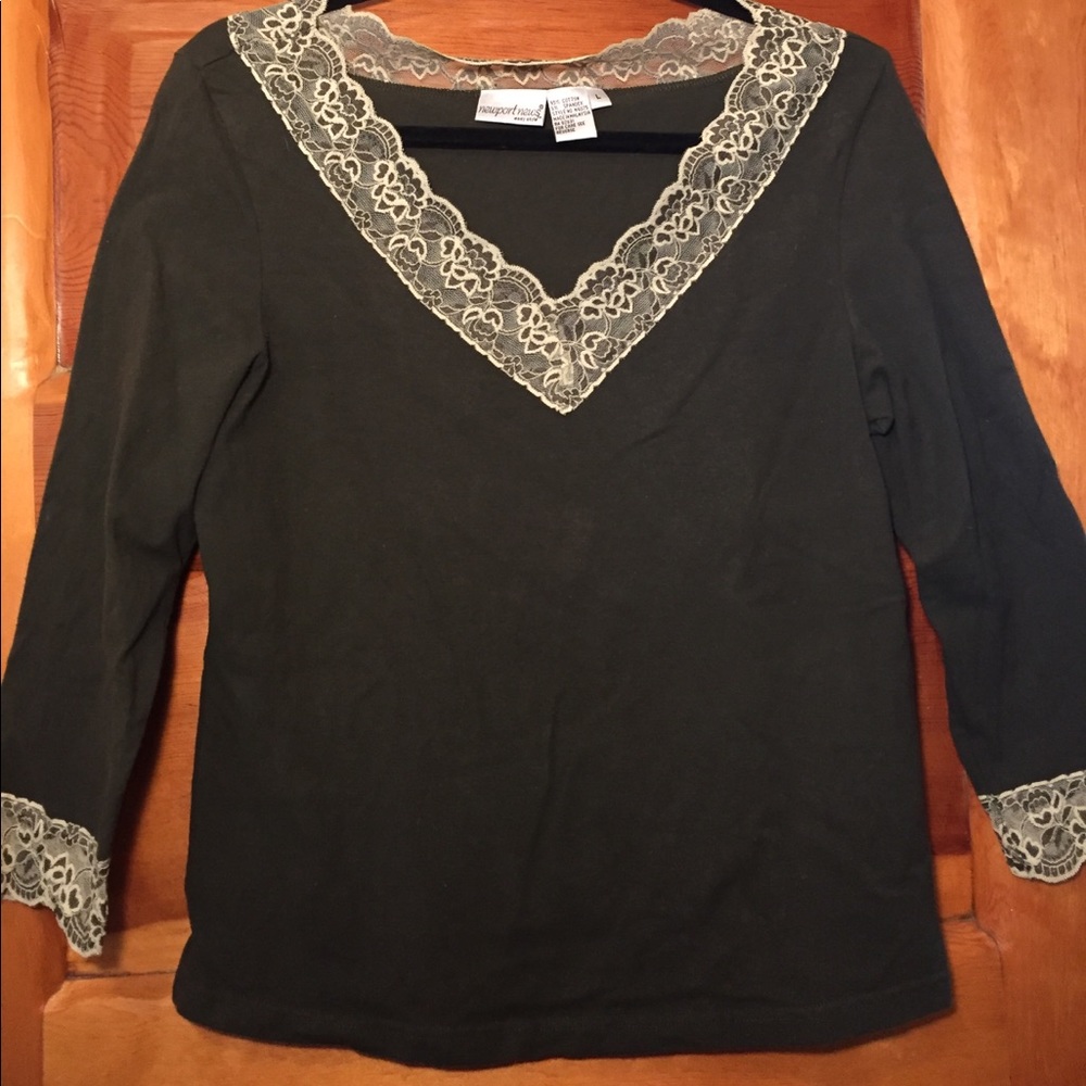 Soft Cotton Shirt with Lace Trim