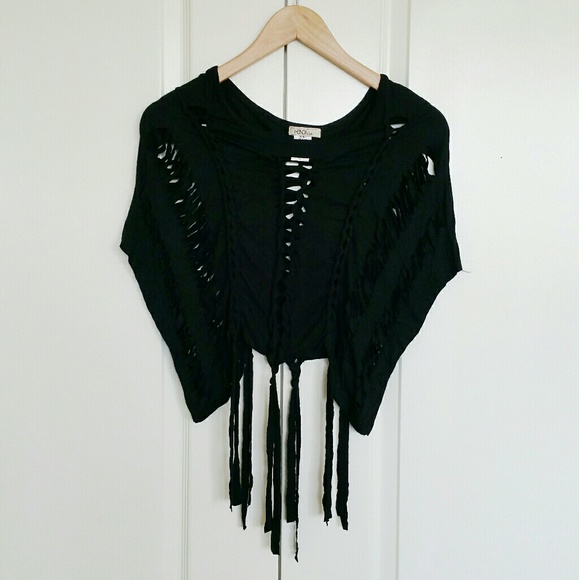 Tops - Crochet Scissors Cut Out Fringe Crop Top