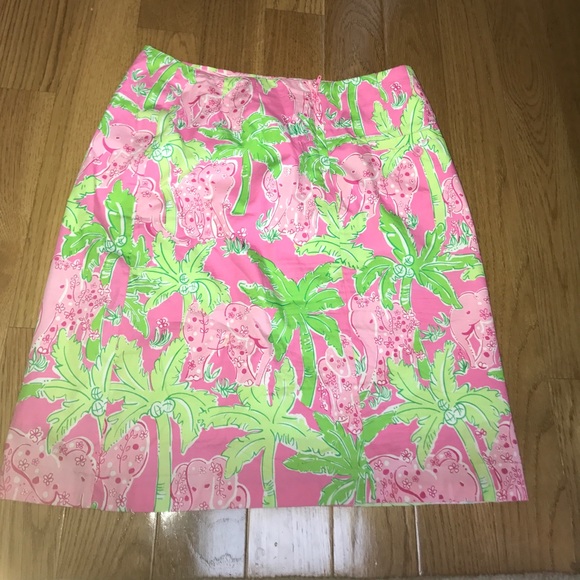 Lily pulitzer Sz 4 skirt. Palm trees & elephants - Picture 3 of 4