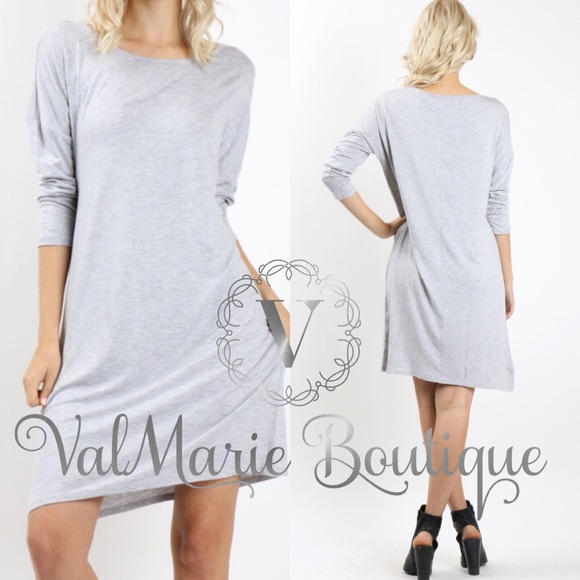 Light Grey Long Sleeve Casual Dress - Picture 2 of 2