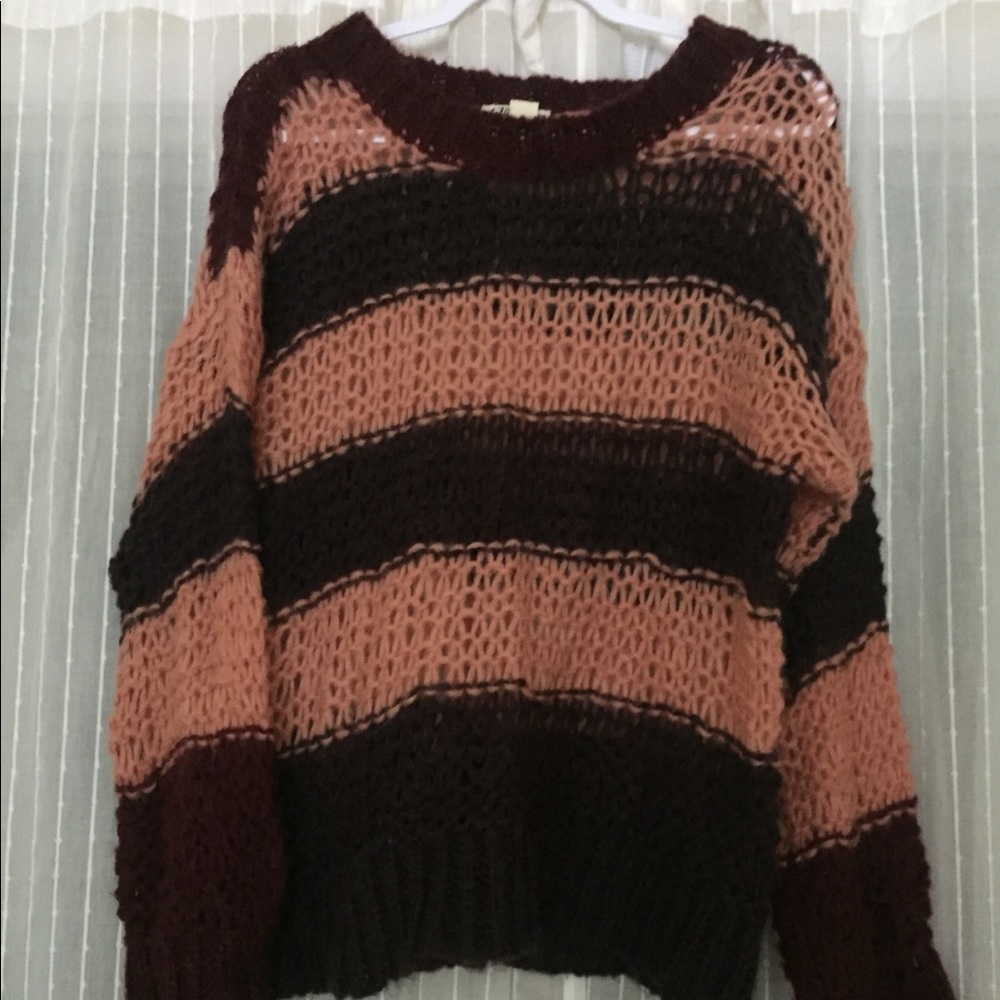 Maroon and coral knit sweater
