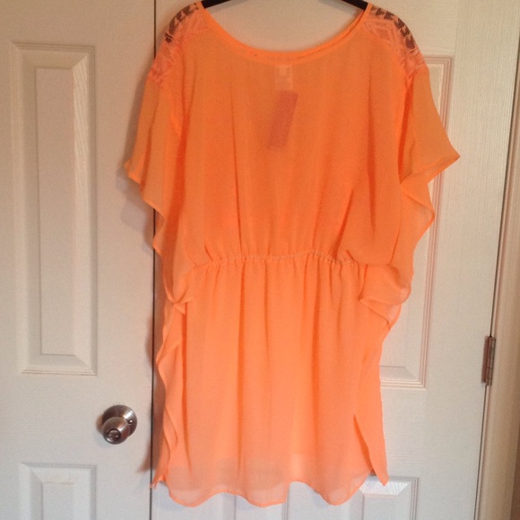 Coral sheer & lace-like cover up - Picture 5 of 6