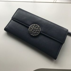 Navy blue and silver coach wallet