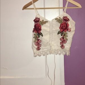 Cropped floral print top