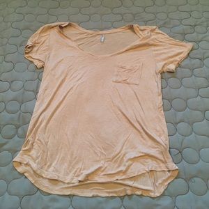 Champagne colored v-neck T-shirt