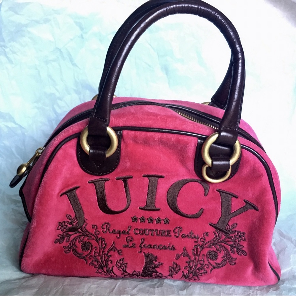 Juicy Couture Bowler Bag Velour Crown Classic