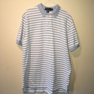 Grey and white polo shirt. Size L.