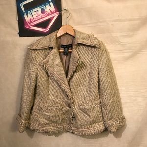 New York & Co Women 3 Button Tan Jacket Sz 2 A1733
