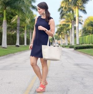 J. Crew Navy Scalloped Dress