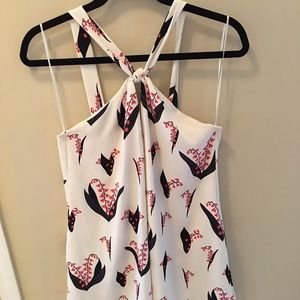 White High Neck Romper with Pockets