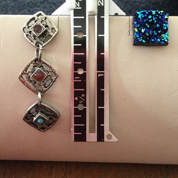 Druzy Buttons & Stone Drops Earring Bundle - Picture 4 of 4