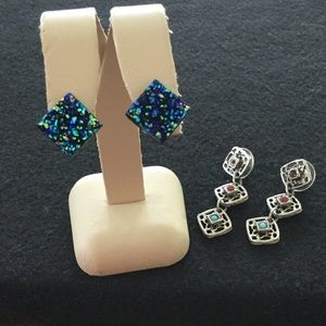 Druzy Buttons & Stone Drops Earring Bundle