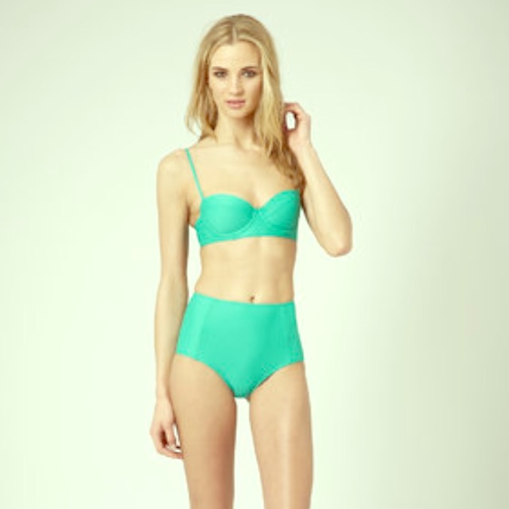Topshop high rise textured bikini