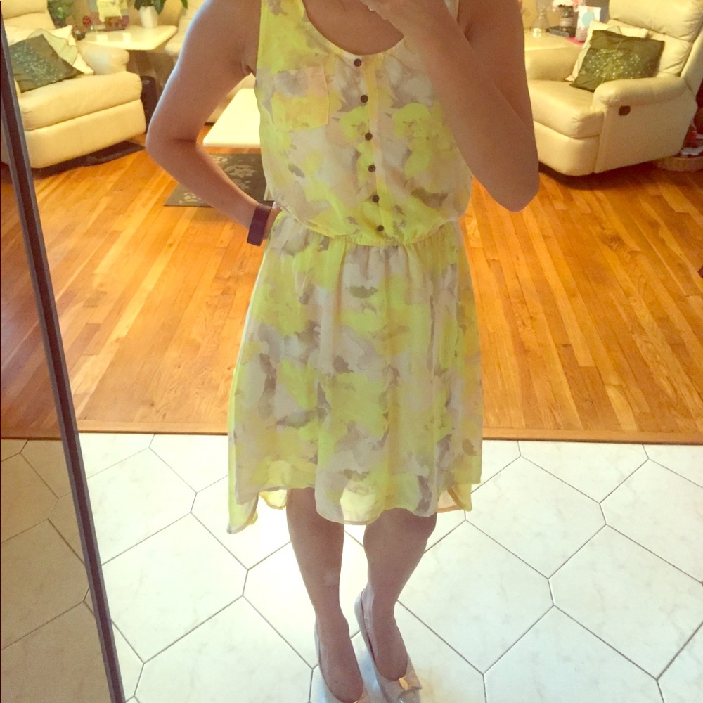 Bright Floral dress high low style XS