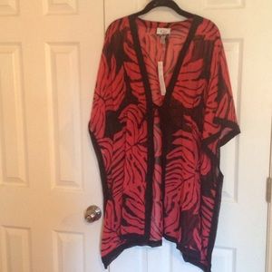 Black & dark rose sheer cover up